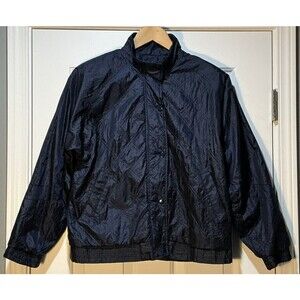 Vintage 90s Court Casuals Windbreaker Jacket Quilted Lined Oversized Blue Small